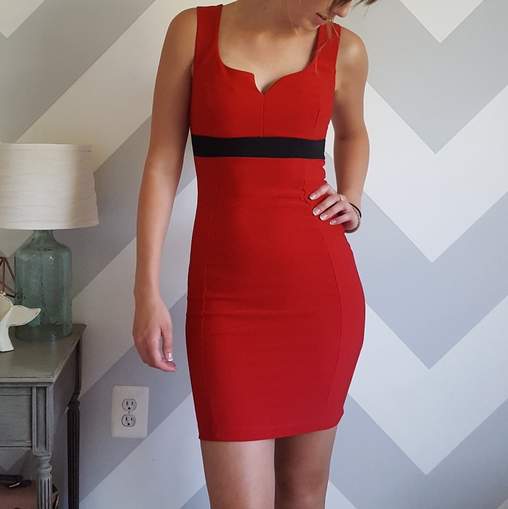 Red and black short tight dress